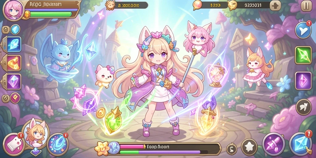 Pemandangan dalam game yang menakjubkan dan penuh warna.